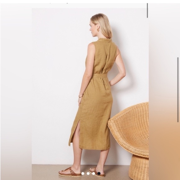 NWT! FAHERTY Women SMALL 100% Linen Sleeveless Laguna Dress Shirtdress Belted - Picture 5 of 9